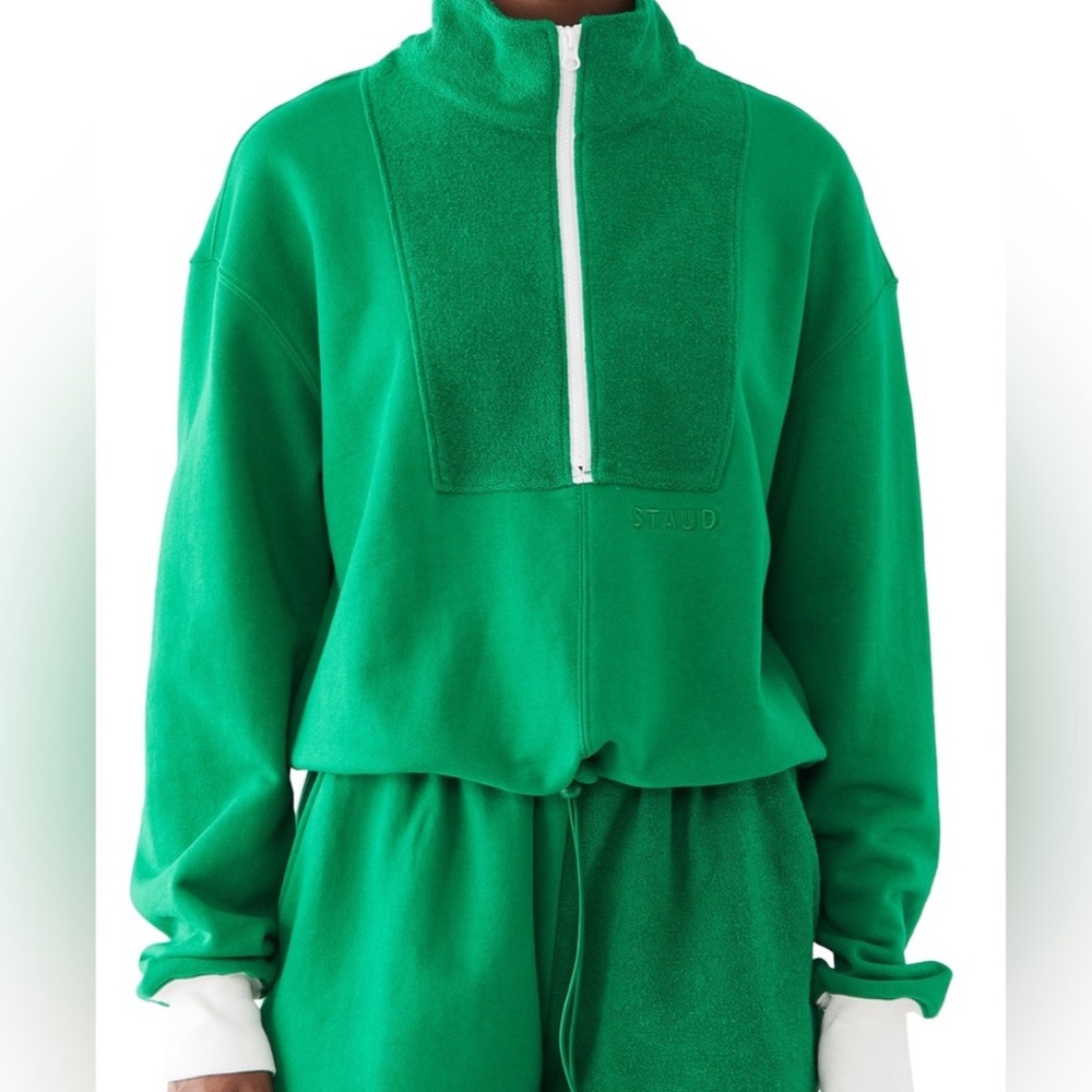 Staud French Terry Zip-Front Sweatshirt
